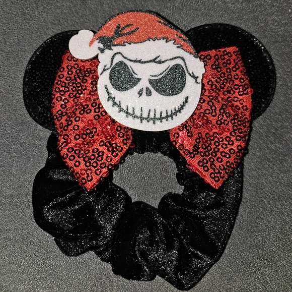 Jack Skelliton Mickey ears scruncy - Picture 1 of 2